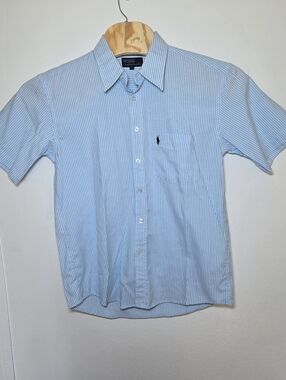 Polo Ralph Lauren Mens Large Short Sleeve Blue Striped Shirt